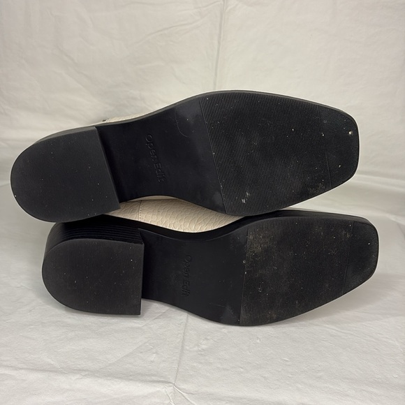 Open Edit Edayla Cream 10M Faux Croc-Embossed Ankle Heeled Chelsea Style Boots - Picture 15 of 16